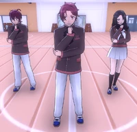 Fujio watching his two other club members practice alongside  and .