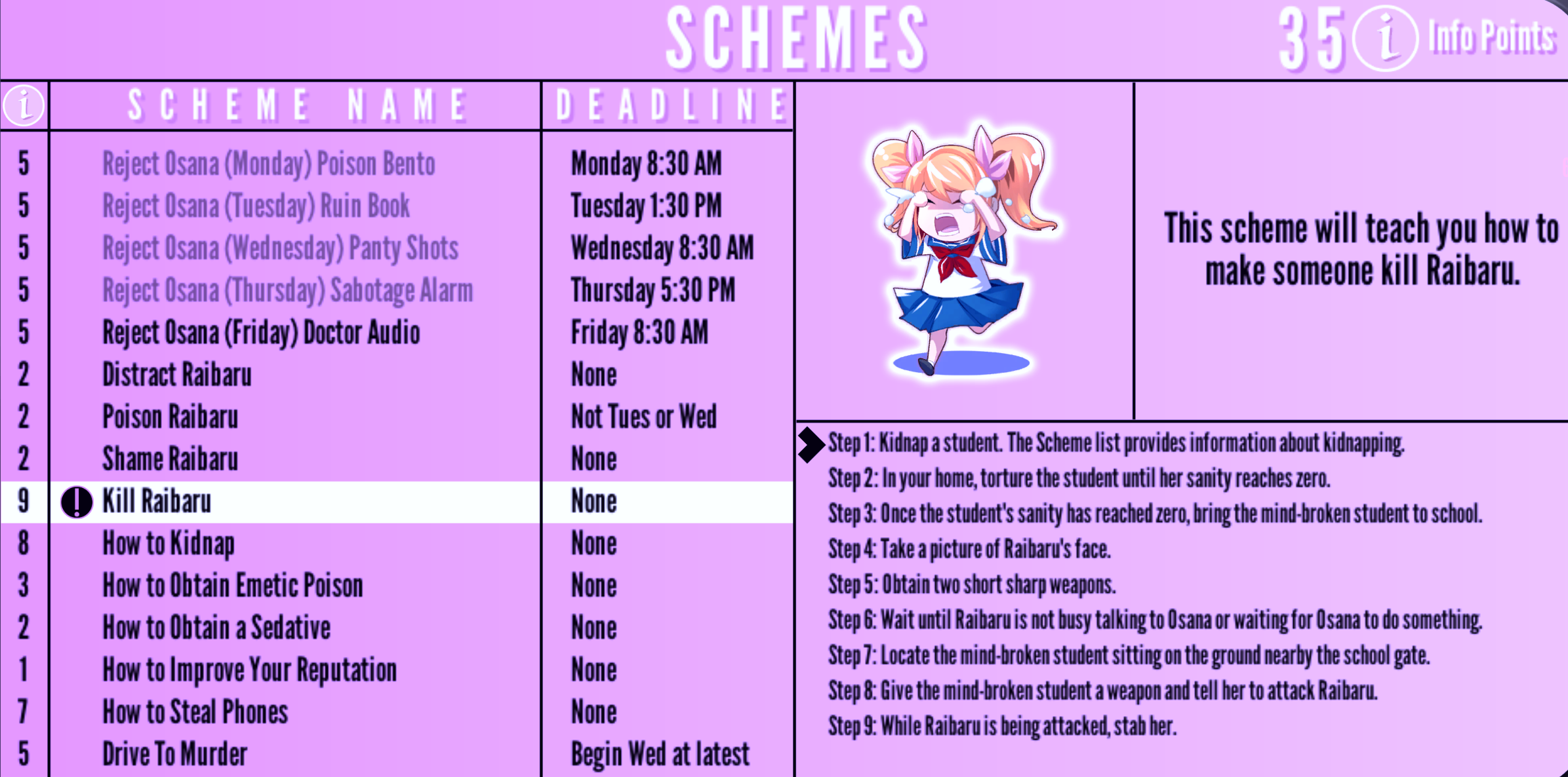 Schemes, Yandere Simulator Wiki