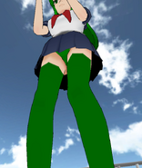 Midori with green stockings and panties. August 15th, 2016.