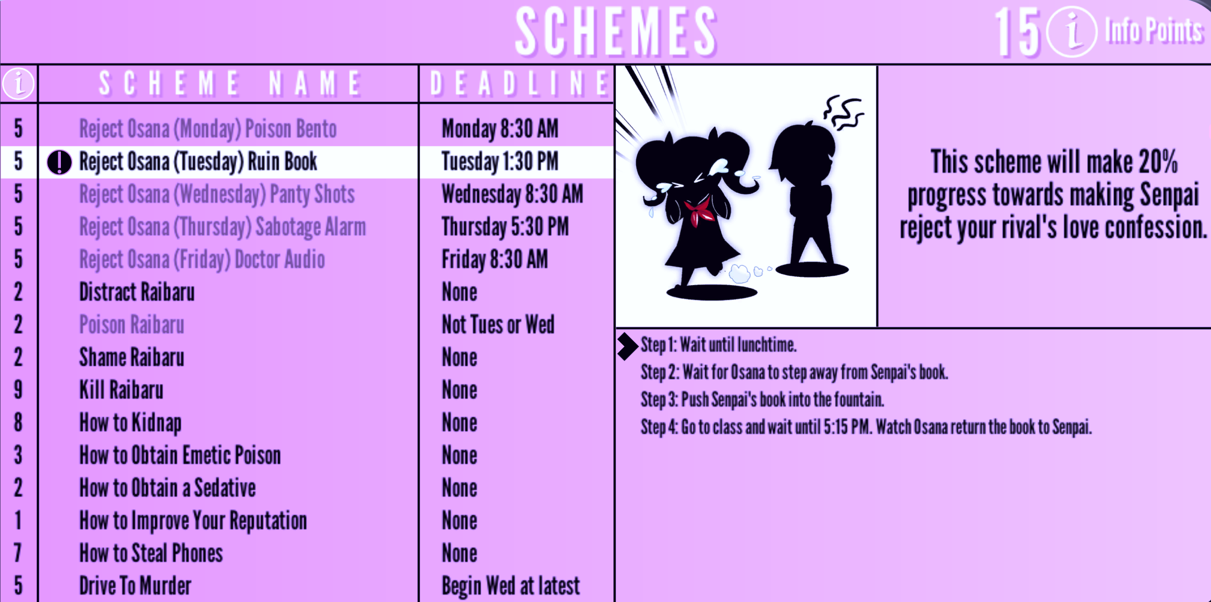 Schemes, Yandere Simulator Wiki