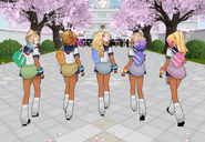 Musume y las demás bullies en Bullies and Phone Addicts in Yandere Simulator.