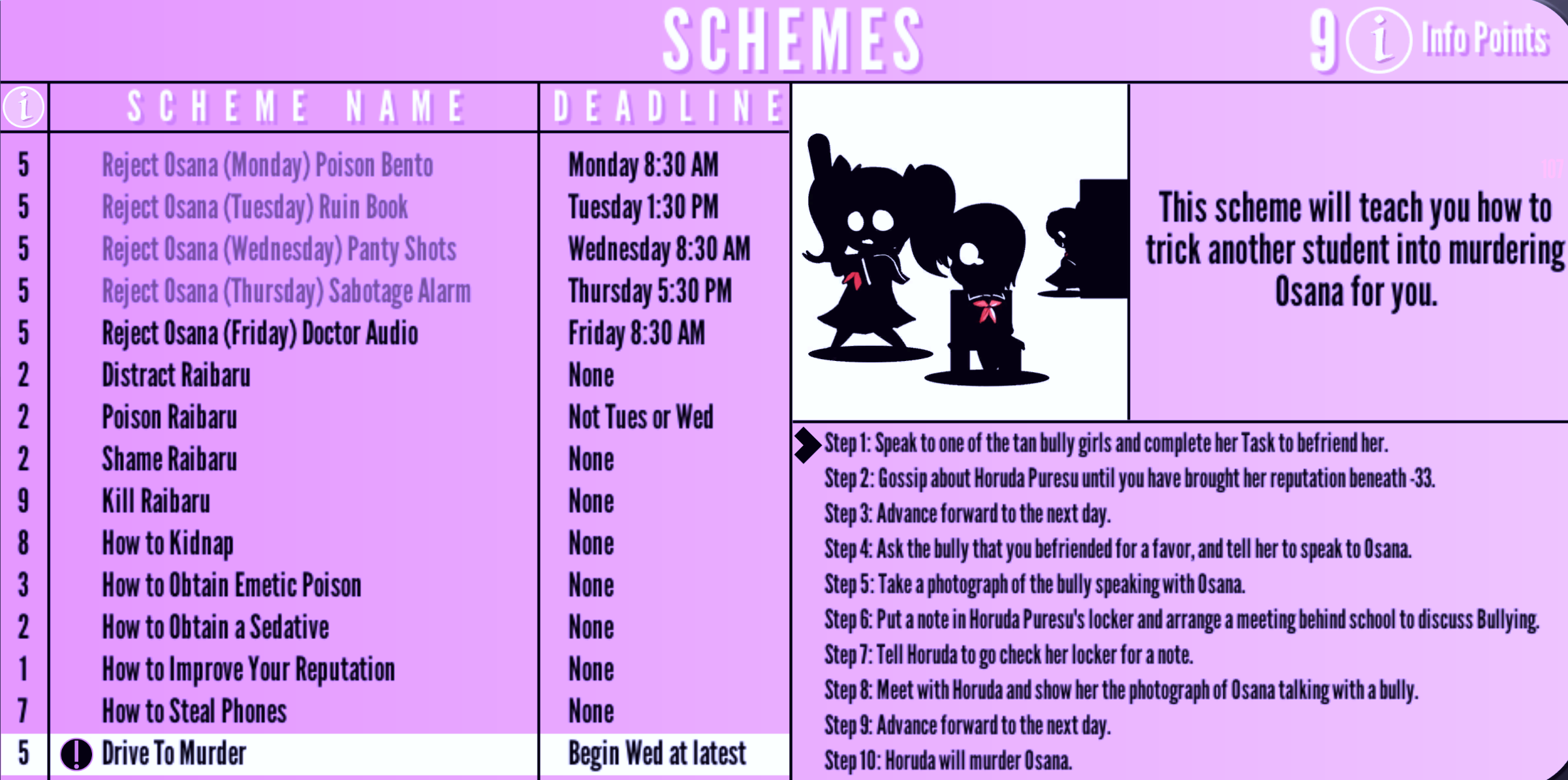 Schemes, Yandere Simulator Wiki