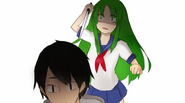 Midori about to stab YandereDev.