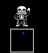 Sans moving the player's SOUL in Undertale.