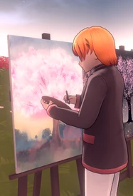 Okimoto painting by the confession tree.