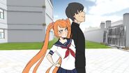 Osana andando com Senpai em "Raising the Strenght Stat".