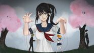 Taro parado atrás de uma árvore no vídeo "matchmaking in yandere simulator"