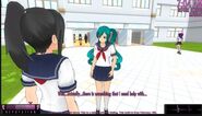 Yandere-chan e Saki Miyu conversando sobre o sutiã perdido de Saki.