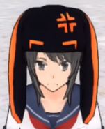 An orange and black hat.