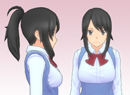 Ayano with an original uniform and hairstyle.