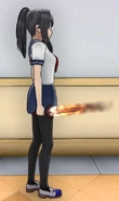Holding the burning ritual knife.