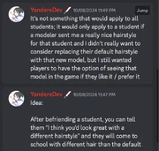 YandereDev Wants The Player To See Two Hairstyles On One Student
