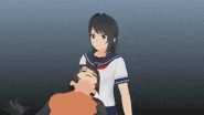 A gif of a WIP teacher pinning Ayano to the ground.