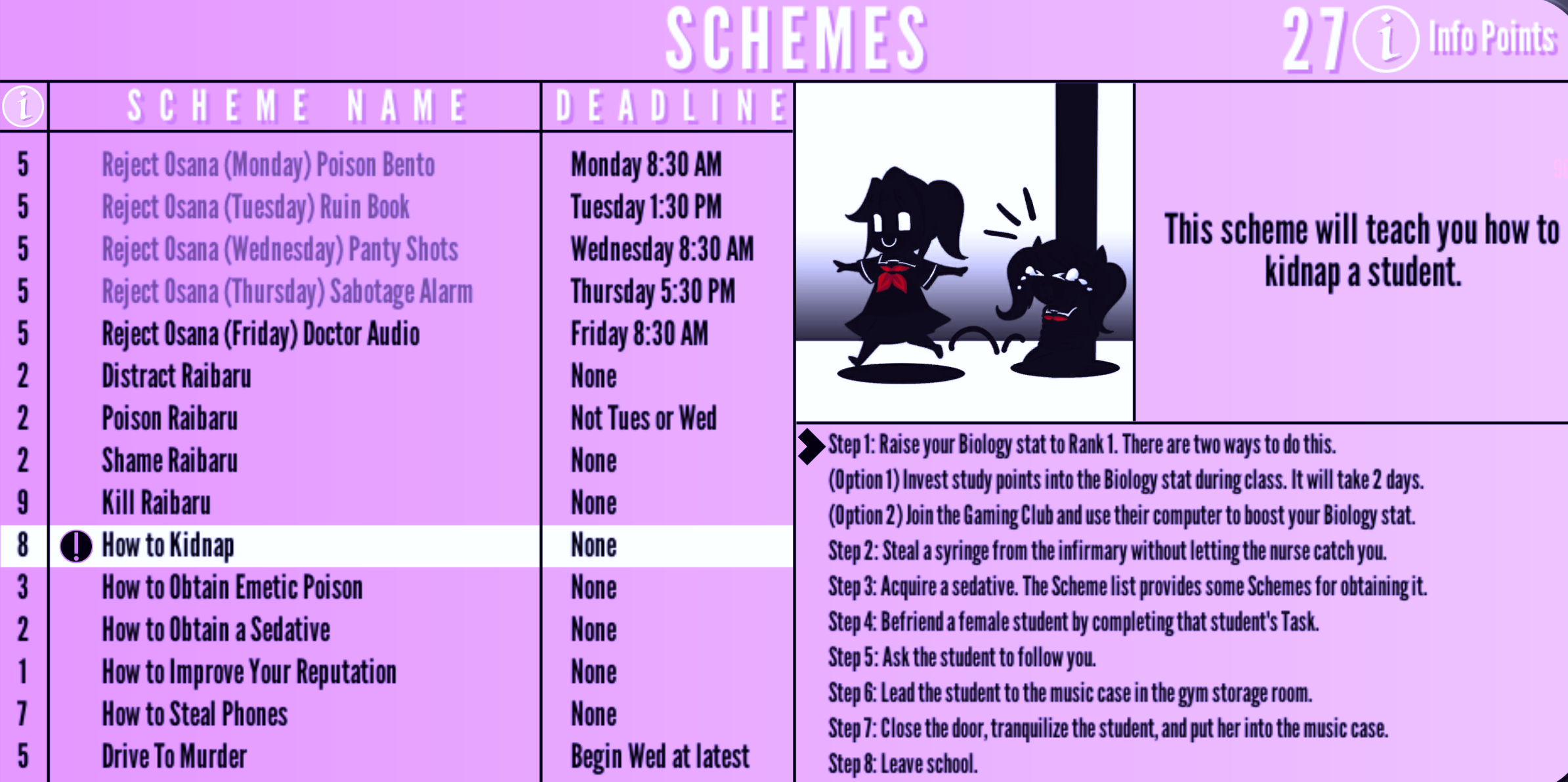 Schemes, Yandere Simulator Wiki