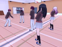 Chidori watching  and  rehearse in front of her.