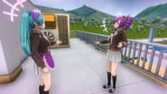 Saki conversing with Kokona at the rooftop.