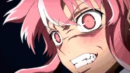 Yuno cuts off Tsubaki's hand with an axe.