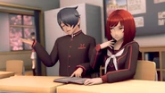 Sumire with Jokichi in the removed cutscene.