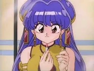 Shampoo putting on lipstick