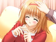 Kaede getting her head pat by Rin