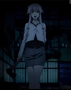 Yuno threatens to kill Tsubaki with an axe.