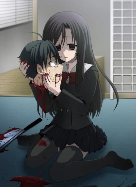 Premium AI Image  AI generated anime yandere girl with knifes psychotic  but madly in love