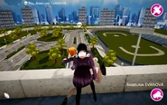 Akari pushes Angelina Ivanova off the roof.