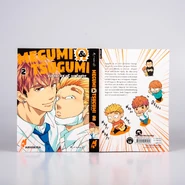 Front and back cover art, right to left as manga is read (Megumi & Tsugumi)