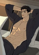 At his penthouse residence