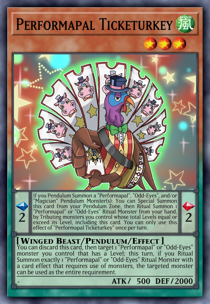 Performapal Ticketurkey | Yu-Gi-Oh Card Maker Wiki | Fandom