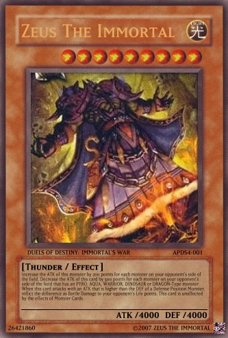Zeus The Immortal | Yu-Gi-Oh Card Maker Wiki | Fandom Zeus The Immortal | Yu-Gi-Oh Card Maker Wiki | Fandom