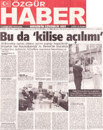 Özgür Haber Gazetesi "Bu da Kilise Açılımı" konu başlıklı haberi 09 Kasım 2009