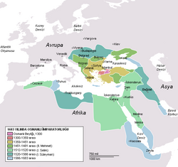 Osmanlı İmparatorluğu konumu.