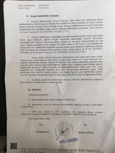 Esk Uzun tutukluluk hali davasında Anayasa mahkemesi red kararı.jpg
