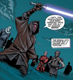 Revan Mandalor maskesini takarak Cathar'ın intikamını almaya yemin ediyor.