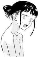 Hatsuka ties his hair to a bun inside a bathhouse.