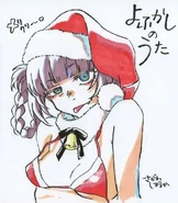 Nazuna in christmas outfit illustration by Haruka Sagawa.