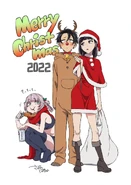 Illustration of Hatsuka, Kou, and Nazuna by Haruka Sagawa.