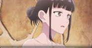 Hatsuka ties his hair to a bun inside a bathhouse in Anime.