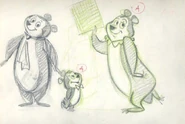 An early conceptual sketch of Yogi, Boo-Boo, and Cindy by Ed Benedict.
