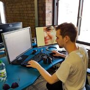 Lewis at his new PC setup at YogStudios 2017.