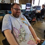 Simon wearing his Fairy Cat t-shirt.