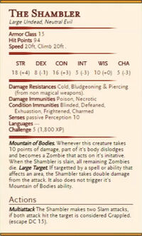 High Rollers Shambler Stats