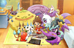 Artwork of Nate and other Yo-kai in his bedroom in Yo-kai Watch 1 Smartphone, as well as art to commemorate the franchise's 8th anniversary