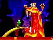 An early screenshot of the Blargg enemy in Blargg's Boiler