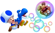 A Toad carrying a Bubble Baby Yoshi.