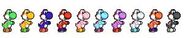 All Yoshi colors except for brown Yoshi.