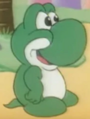 A baby Yoshi in the cartoon.