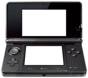 A black Nintendo 3DS.