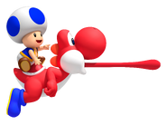 Red Yoshi's beta appearance in Super Mario Bros. Wii.